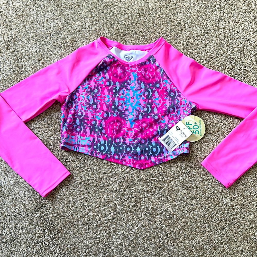 Girls Roxy rashguard crop New with tags sz 8/10